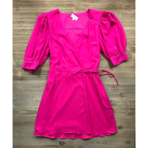 LPA Double Layer Wrap Dress in Fuchsia - Picture 4 of 8